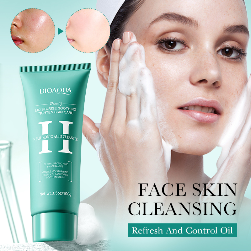 Skincare Bioaqua - BIOAQUA ヒアルロン酸洗顔料保湿洗顔フォームアンチエイジング洗顔料フェイシャルスキンケア製品