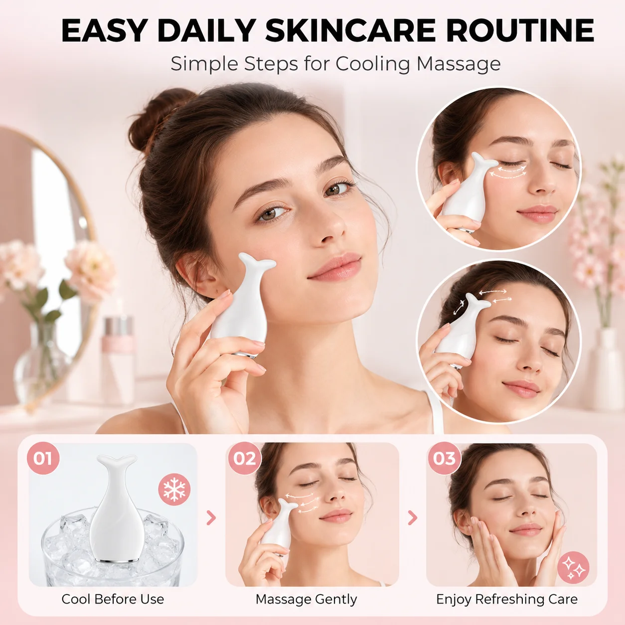 フィッシュテールアイスローラーフェイシャルマッサージャー冷却 - Skincare Scora のレビューと価格