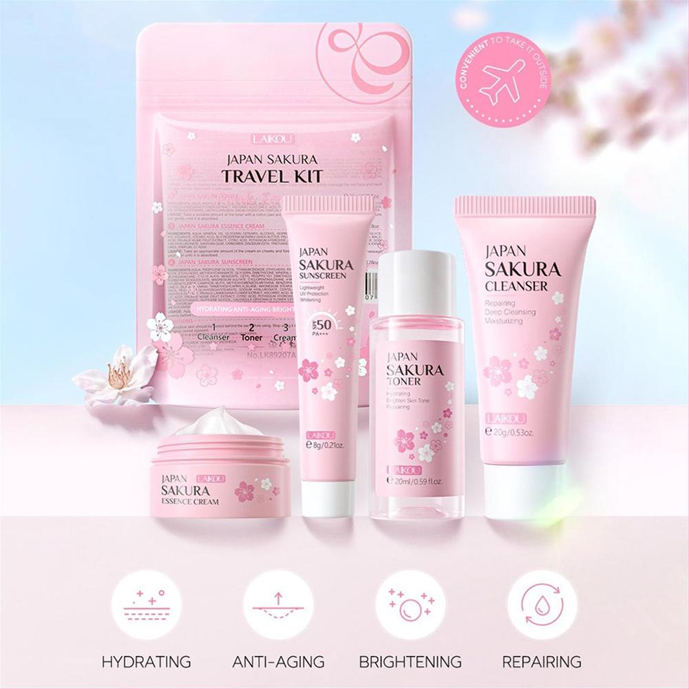 さくらスキンケアセット洗顔料、美容液、トナー、日焼け止め、フ - Skincare Scora のレビューと価格